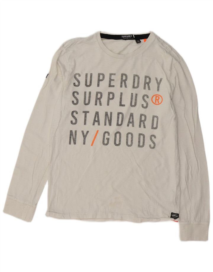SUPERDRY Top gráfico masculino manga comprida grande algodão branco