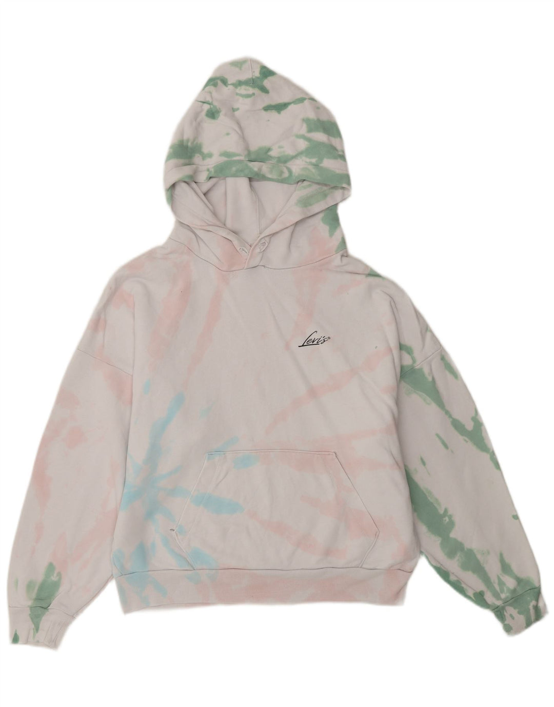 Suéter com capuz oversized feminino LEVI'S UK 6 XS branco tie-dye