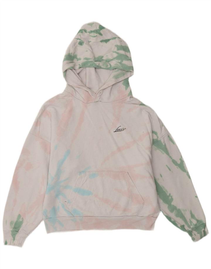 Suéter com capuz oversized feminino LEVI'S UK 6 XS branco tie-dye