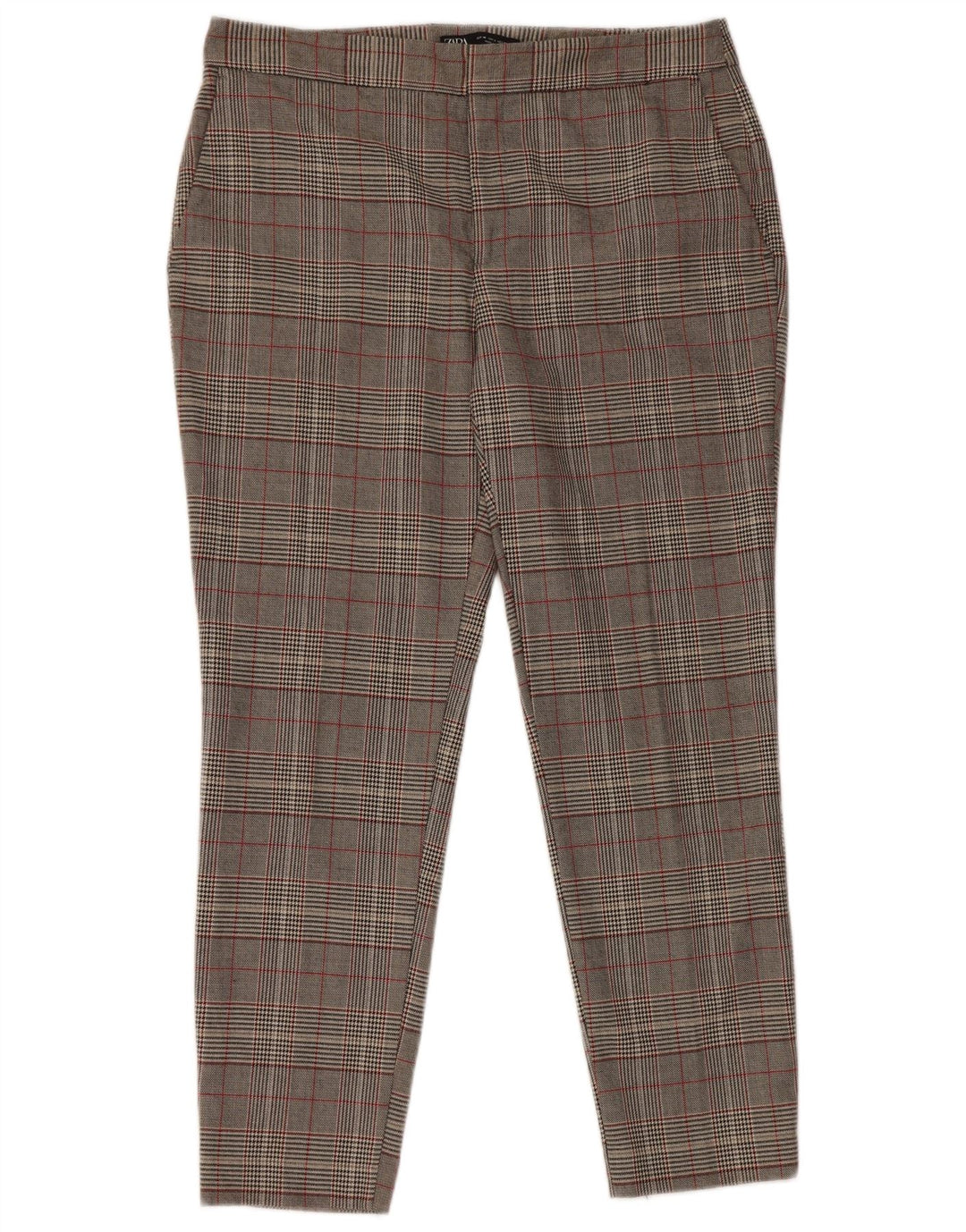 Zara Calça Chino Feminina Slim EU 40 Médio W30 L27 Cinza Houndstooth
