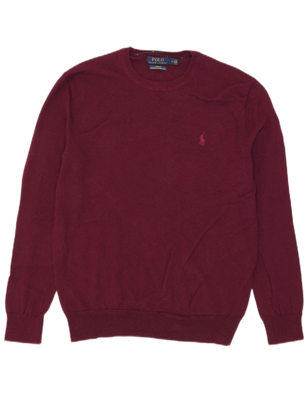 Polo Ralph Lauren Suéter masculino slim fit com gola redonda, médio Borgonha