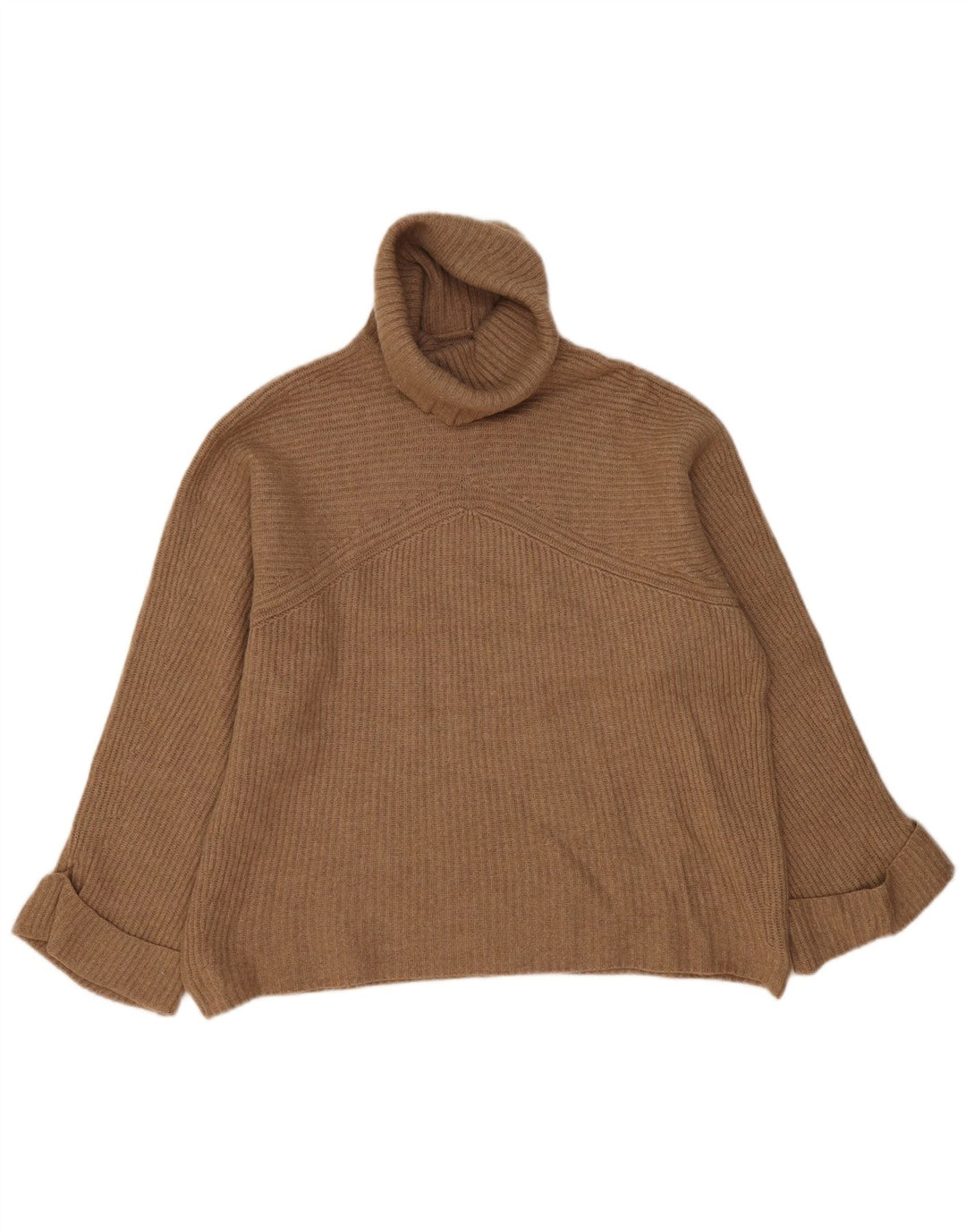 Suéter feminino Massimo Dutti com gola redonda grande Reino Unido 14 marrom médio