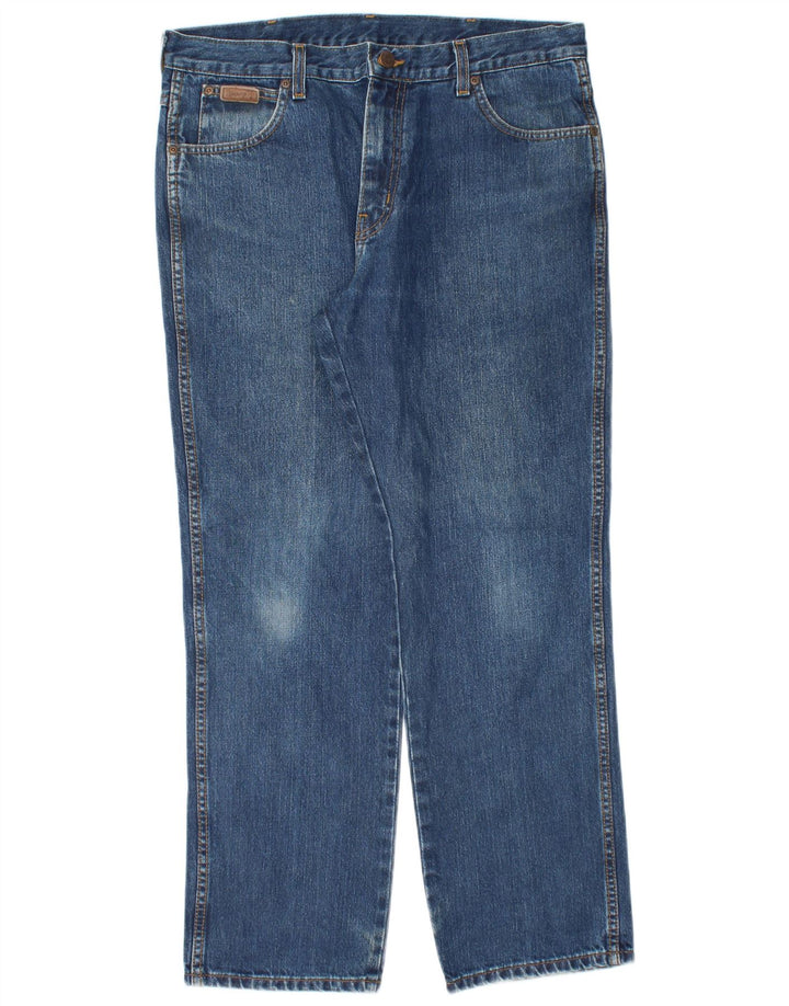 WRANGLER Masculino Texas Straight Jeans W36 L30 Azul Algodão