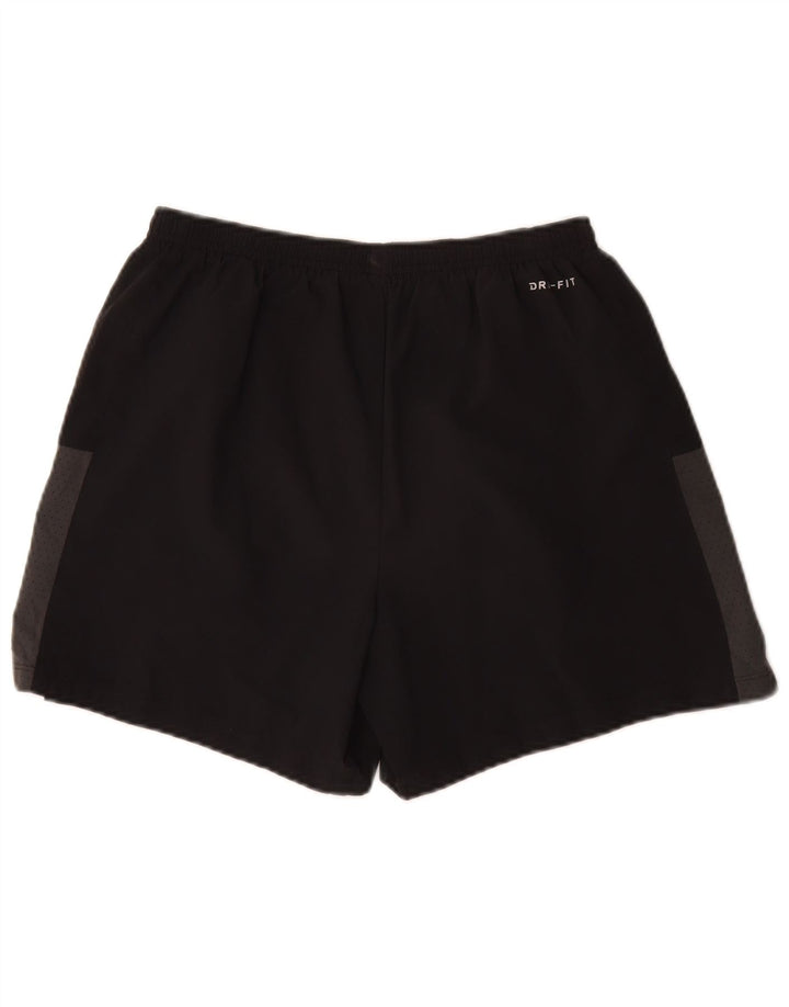 Shorts esportivos masculinos Nike Dri Fit médio preto colorblock poliéster