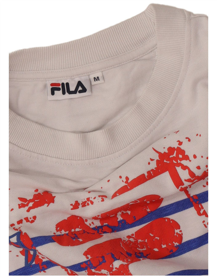 Fila Womens Crop Graphic Top Manga Longa Reino Unido 14 Médio Listrado Branco