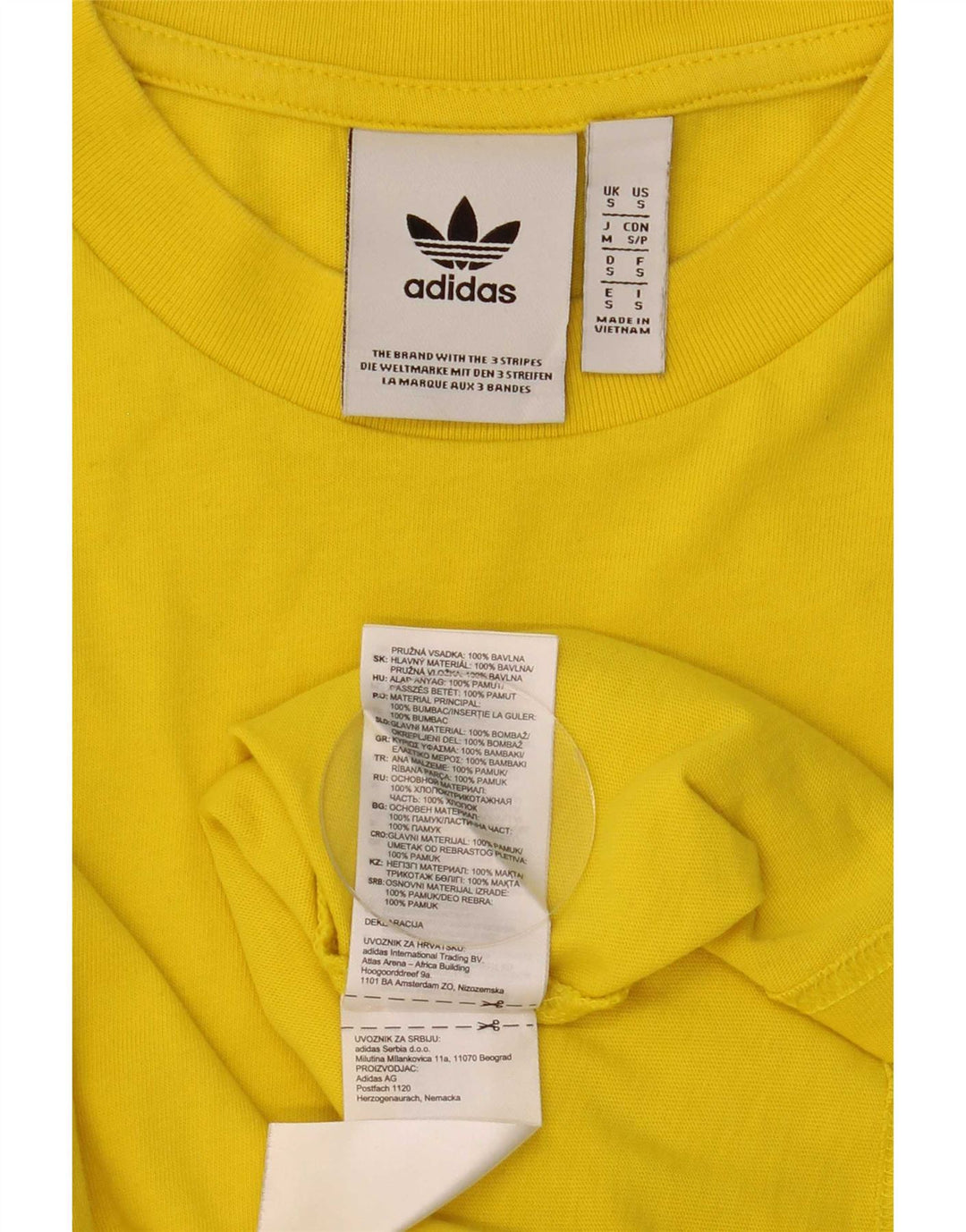 Adidas Mens Top Manga Longa Pequeno Algodão Amarelo