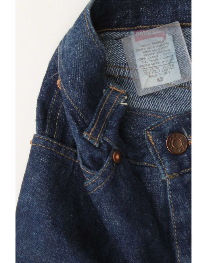 Calça jeans feminina Carrera de perna larga IT 42 médio W28 L29 algodão azul
