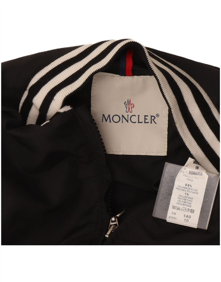 Moncler Jaqueta Bomber Feminina Crop 9-10 Anos Poliamida Listrada Preta