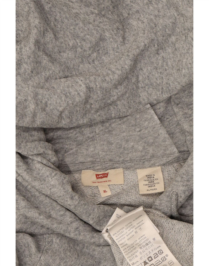 LEVI'S Mens Graphic Hoodie Jumper XL Grey Cotton Vintage Levi's and Second-Hand Levi's from Messina Hembry 