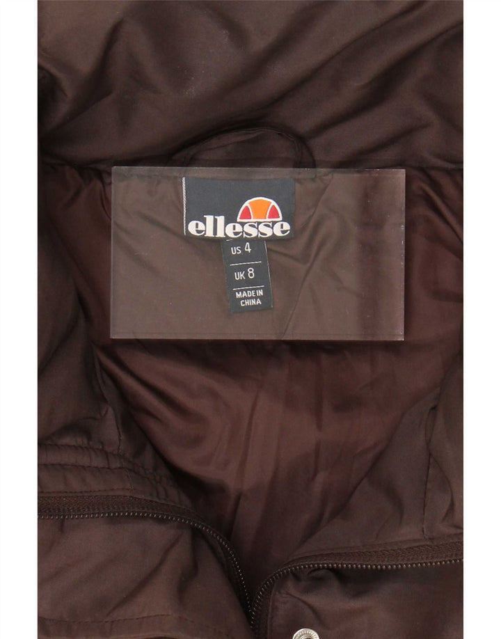 Jaqueta acolchoada feminina Ellesse UK 8 pequena marrom colorblock