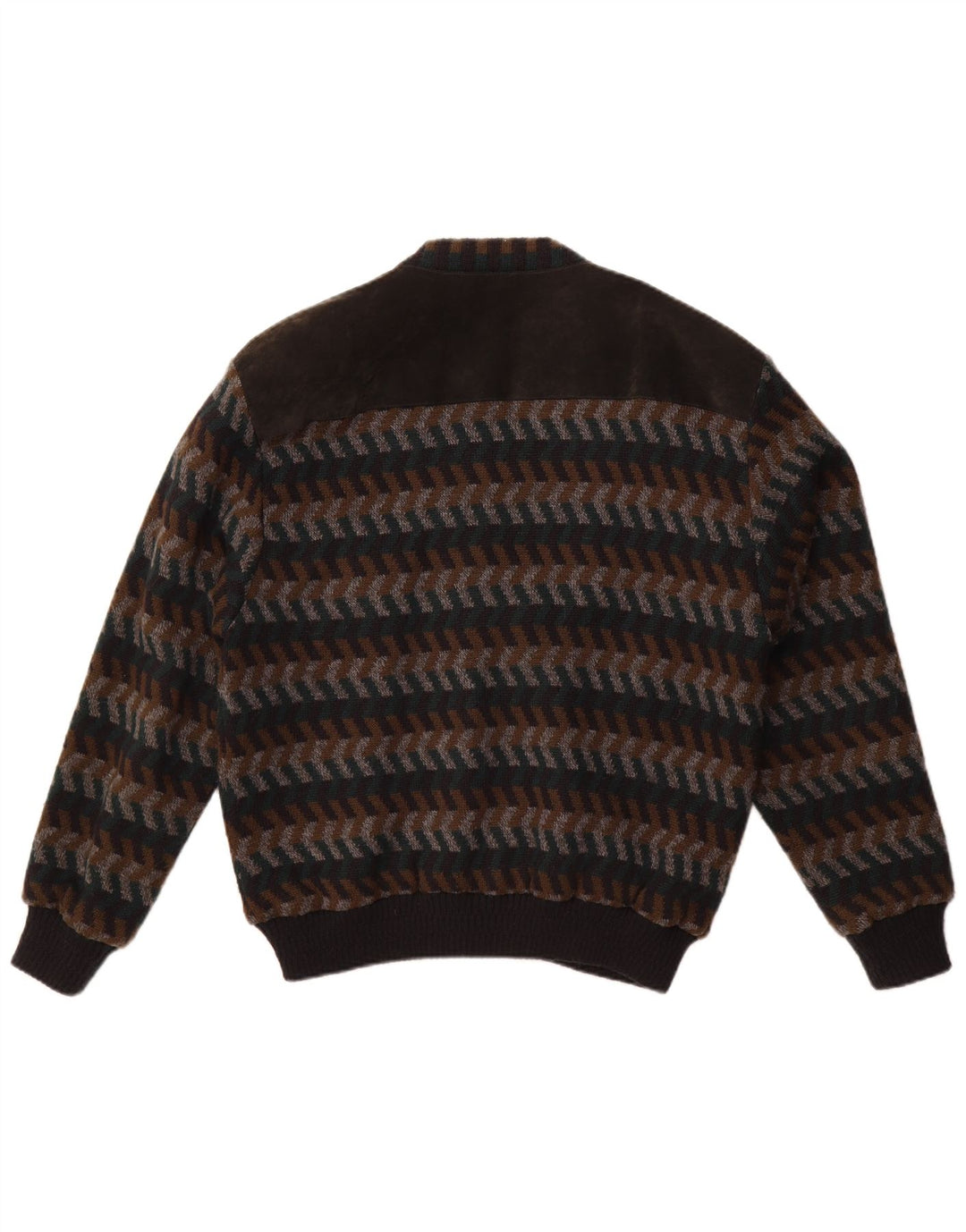 Suéter cardigã masculino WESTBURY UE 48/50 marrom médio Chevron acrílico