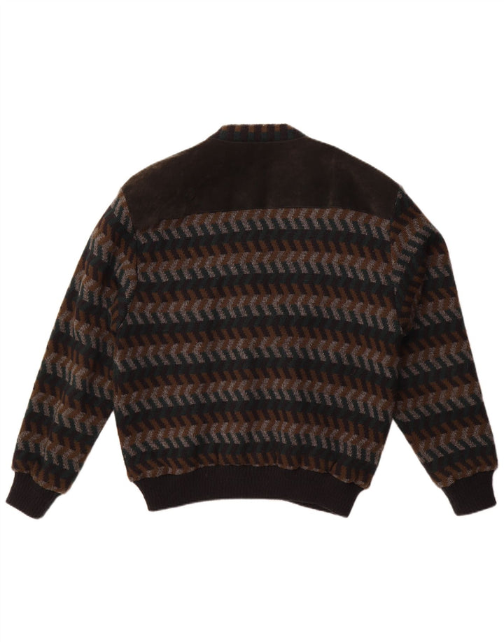 Suéter cardigã masculino WESTBURY UE 48/50 marrom médio Chevron acrílico