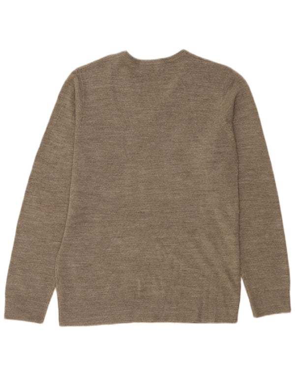 Suéter masculino Marks & Spencer com decote em V, pequeno acrílico salpicado bege