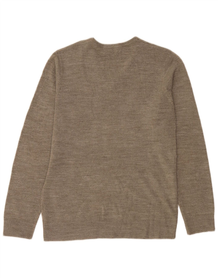 Suéter masculino Marks & Spencer com decote em V, pequeno acrílico salpicado bege