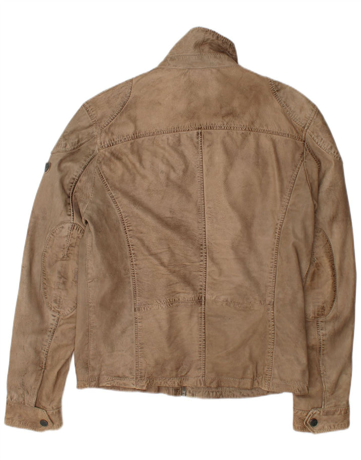 Jaqueta de couro masculina Gipsy UK 36 pequena bege