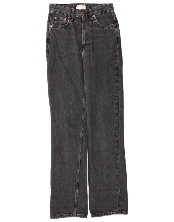 Jeans femininos de cintura alta Topshop W26 L32 algodão cinza