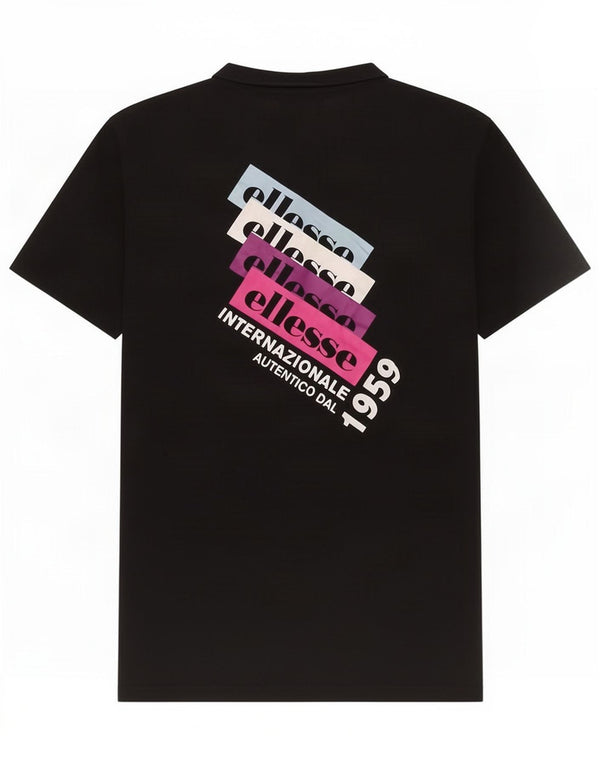 Ellesse Camiseta masculina gráfica top pequeno algodão preto