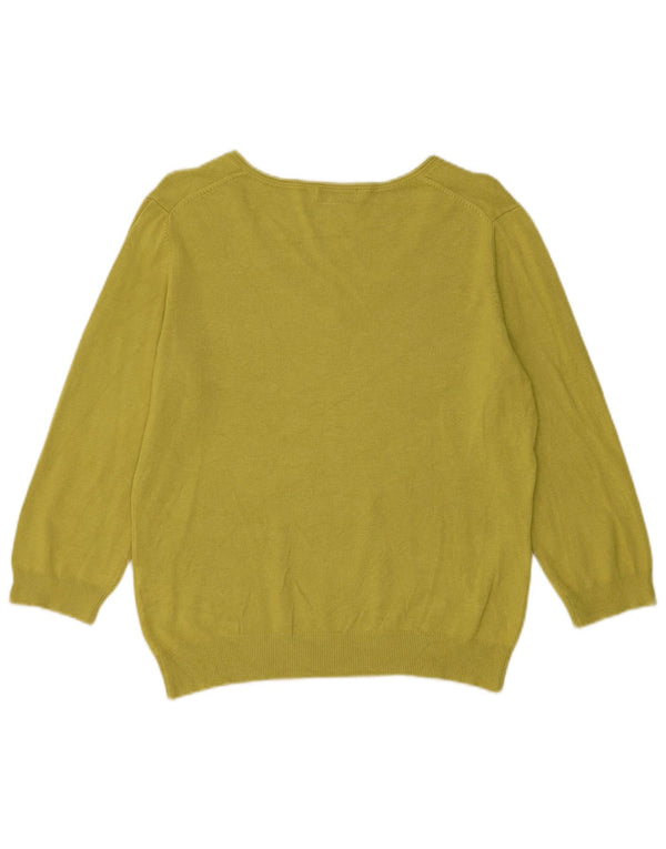 Suéter feminino Marks & Spencer com decote em V, Reino Unido 16, grande, verde