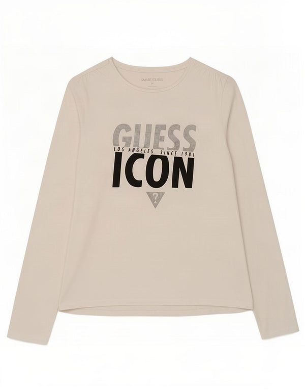 Top gráfico Guess Girls manga comprida 13-14 anos algodão branco
