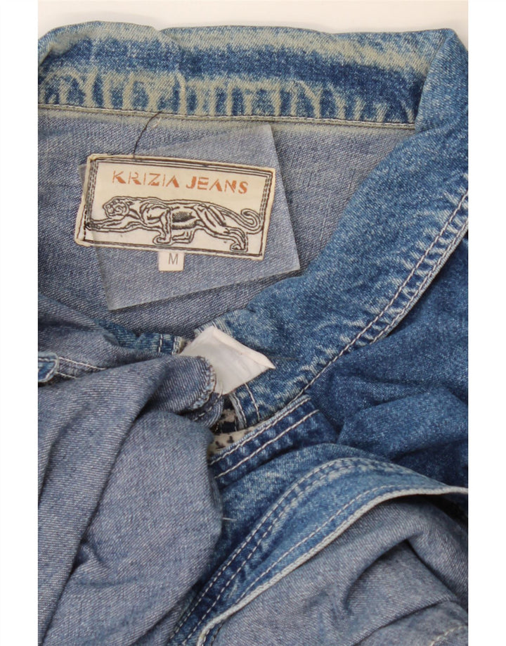 Jaqueta jeans masculina oversized Krizia UK 14 azul médio
