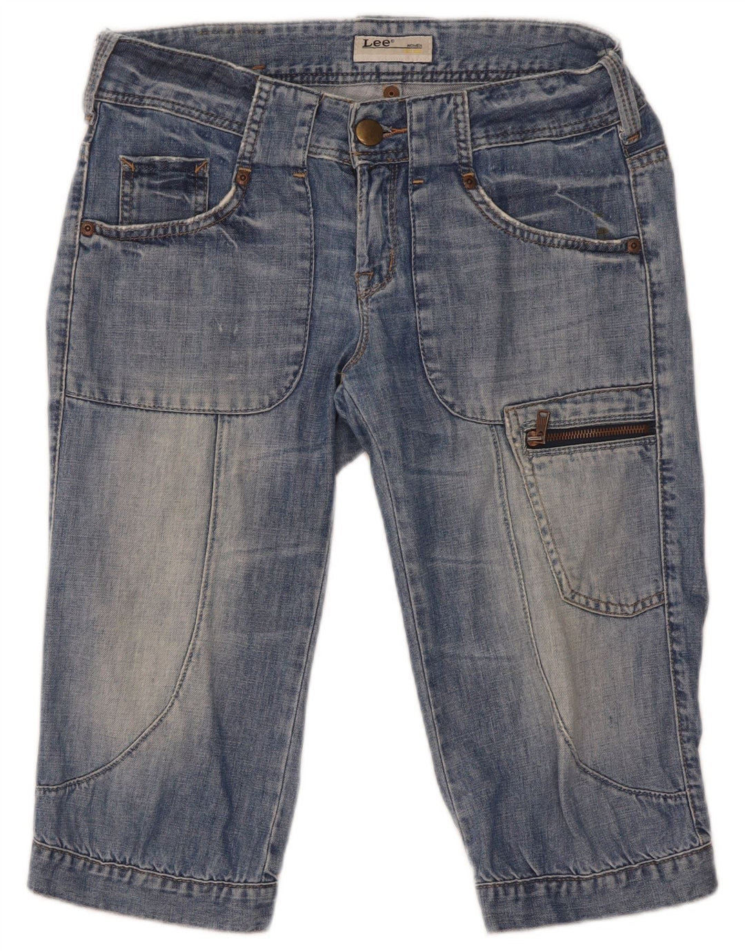 Lee Womens Chazey Cargo Shorts jeans W27 pequeno algodão azul