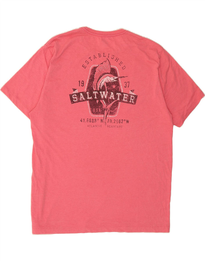 IZOD Mens Salt Water Graphic T-Shirt Top 2XL Pink Cotton Vintage Izod and Second-Hand Izod from Messina Hembry 