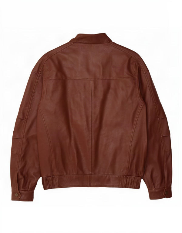 Jaqueta de couro masculina vintage UK 40 grande marrom
