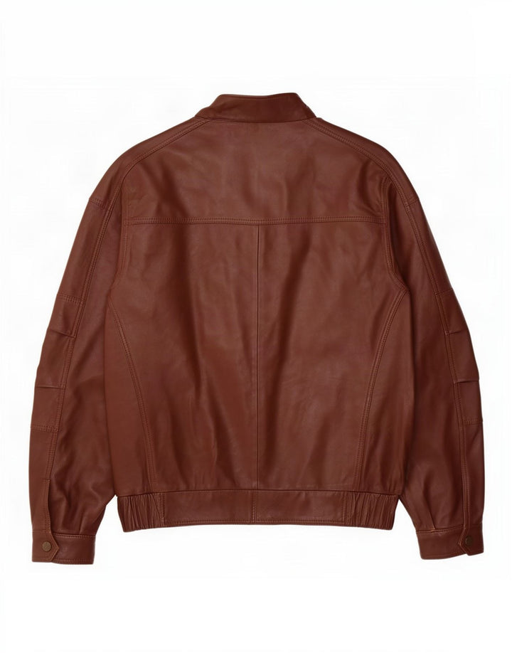 Jaqueta de couro masculina vintage UK 40 grande marrom