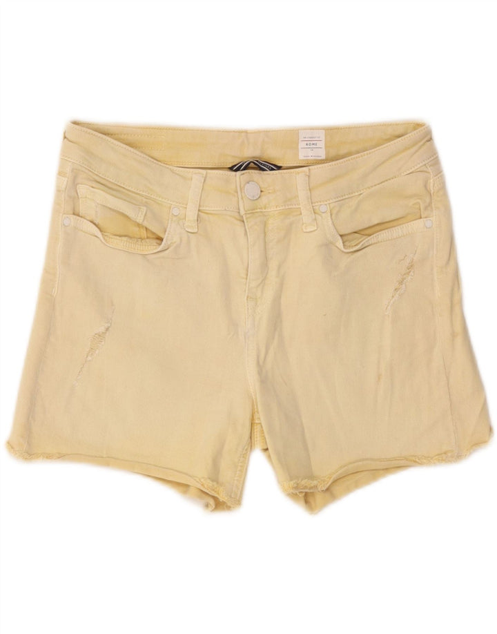 Shorts jeans feminino Tommy Hilfiger desgastado W28 algodão amarelo médio