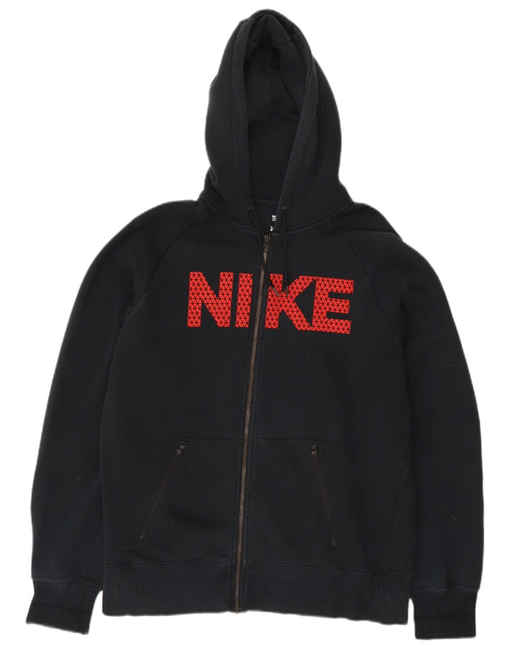 Suéter Nike masculino com capuz e zíper gráfico médio preto algodão