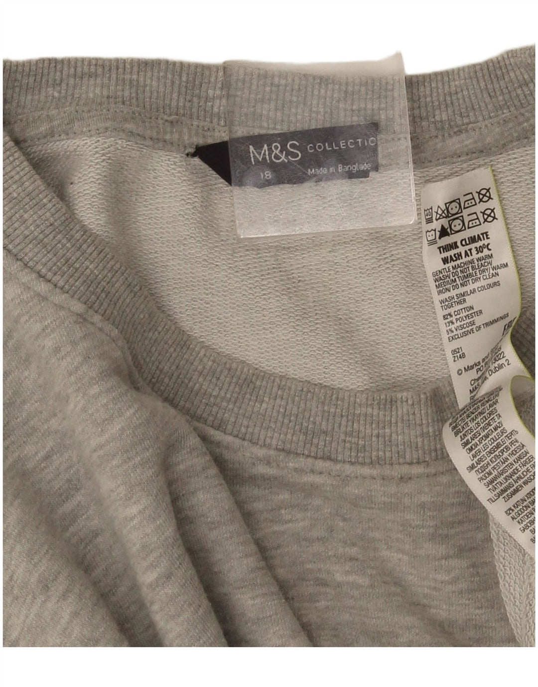 Suéter de moletom feminino oversized Marks & Spencer Reino Unido 18 XL cinza manchado