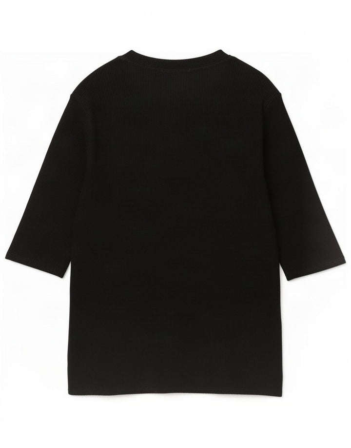 Marks & Spencer Top feminino manga 3/4 Reino Unido 14 Viscose preta grande