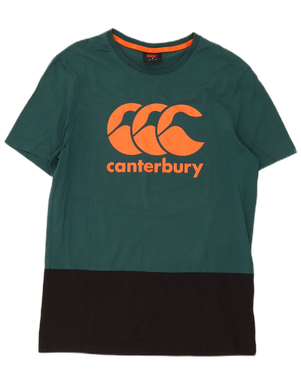 Camiseta gráfica masculina Canterbury Top pequeno algodão colorblock verde