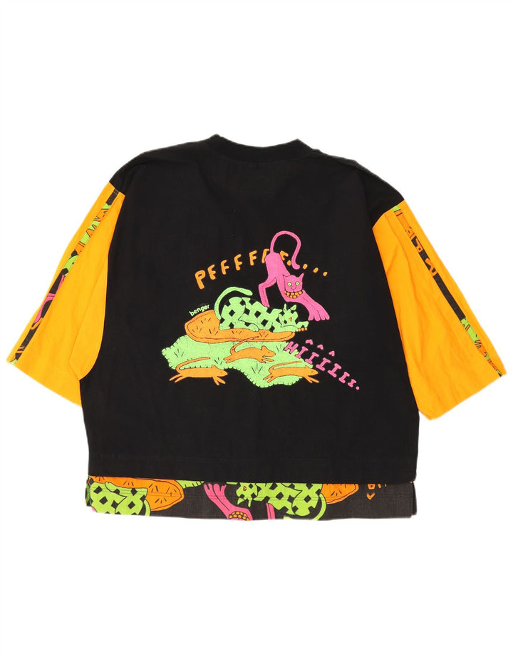 Top gráfico feminino BENGER manga 3/4 EU 38 bloco colorido preto médio