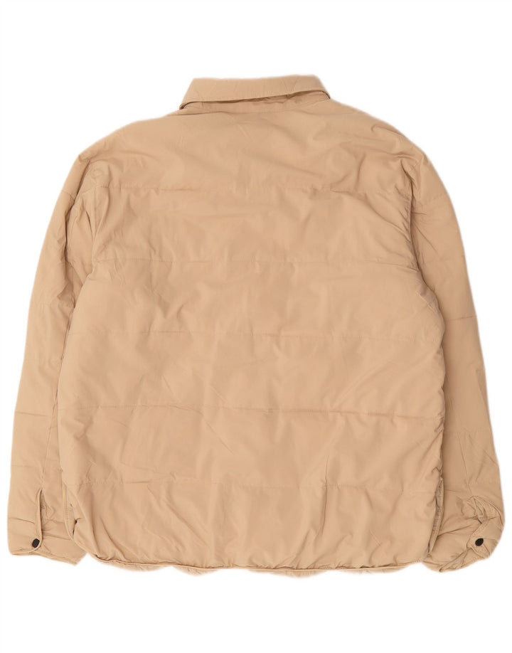 Jaqueta acolchoada masculina Zara UK 40 grande poliéster bege