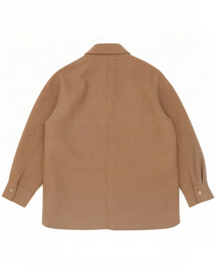 Zara Womens Shacket Oversized Shirt UK 10 Pequeno Poliéster Bege