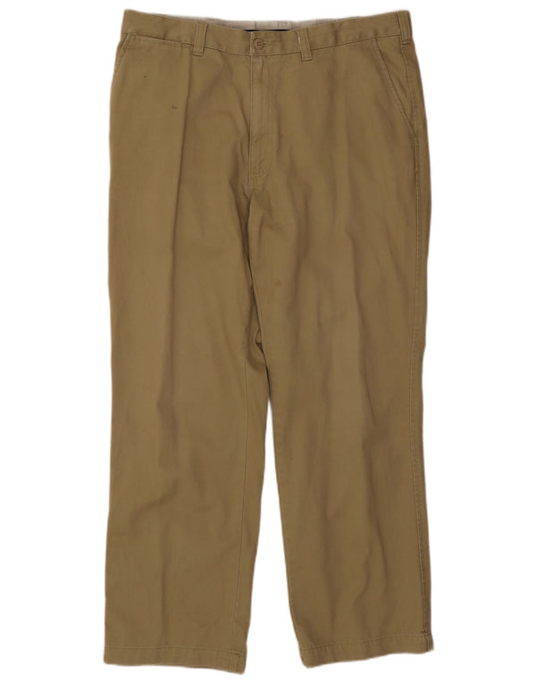 Calça chino reta masculina Marks & Spencer Blue Harbor W38 L31 bege