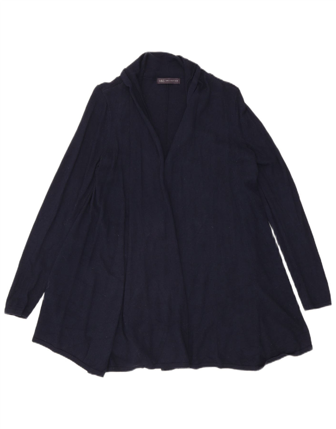 Suéter cardigã aberto feminino Marks & Spencer Longline Reino Unido 10 pequeno azul marinho