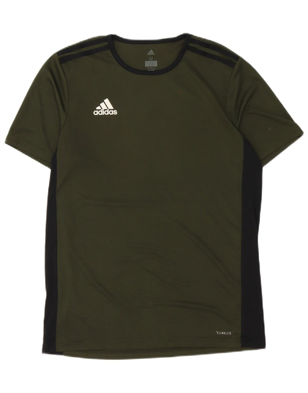 Adidas Mens Climalite Camiseta Top Médio Verde Colorblock Poliéster