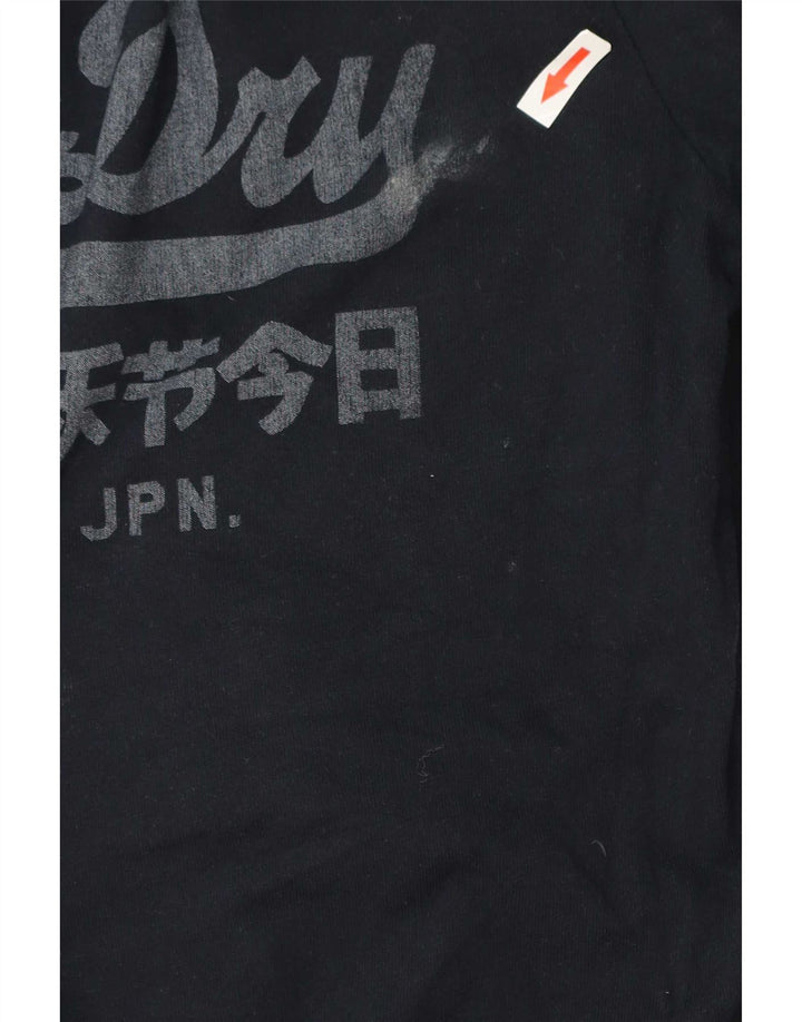 Top gráfico masculino Superdry manga comprida grande algodão azul marinho