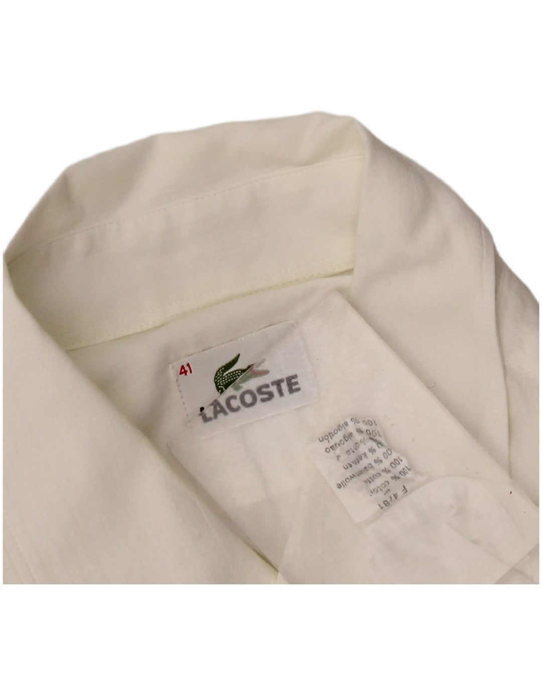 Lacoste camisa masculina de manga curta tamanho 41 grande algodão branco