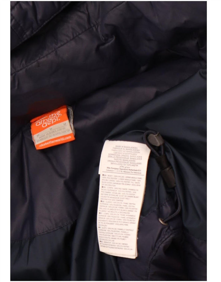 Jaqueta acolchoada com capuz feminina NIKE UK 14 Médio Azul Marinho Colourblock Nylon