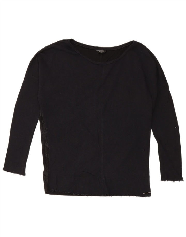 Guess Top feminino oversized manga comprida Reino Unido 10 pequeno preto