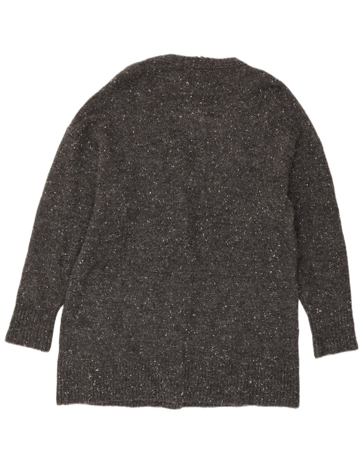 Suéter cardigã feminino Zara Longline oversized Reino Unido 10 pequeno cinza manchado