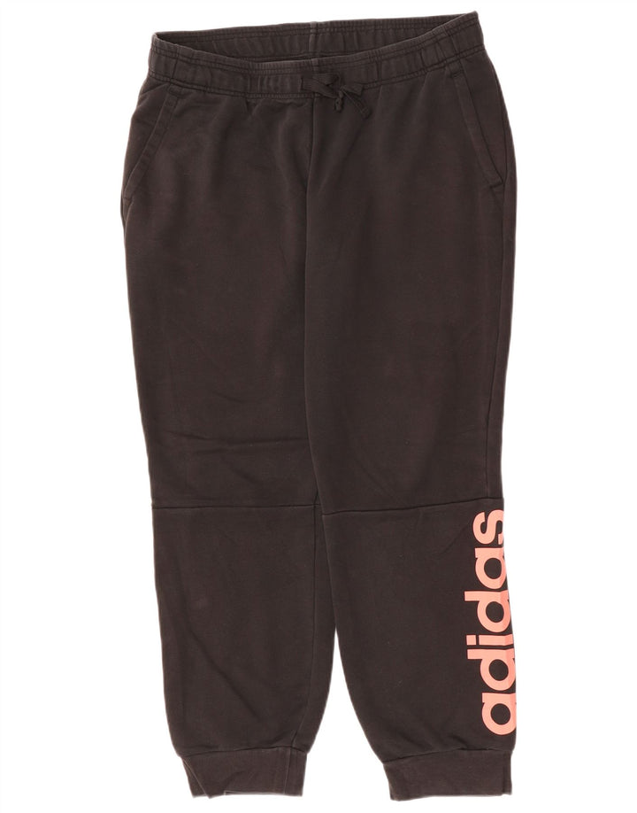 ADIDAS Womens Graphic Tracksuit Calças Joggers UK 20/22 XL Algodão Preto
