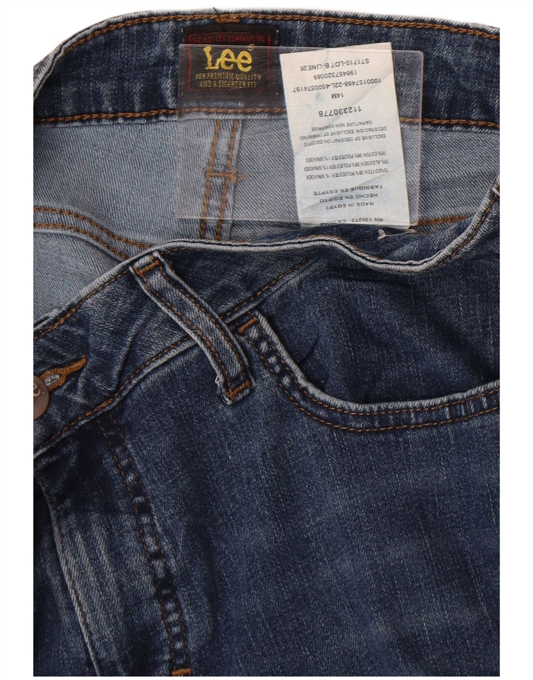 Jeans capri feminino de cintura alta Lee US 14 XL W34 L22 azul poliéster