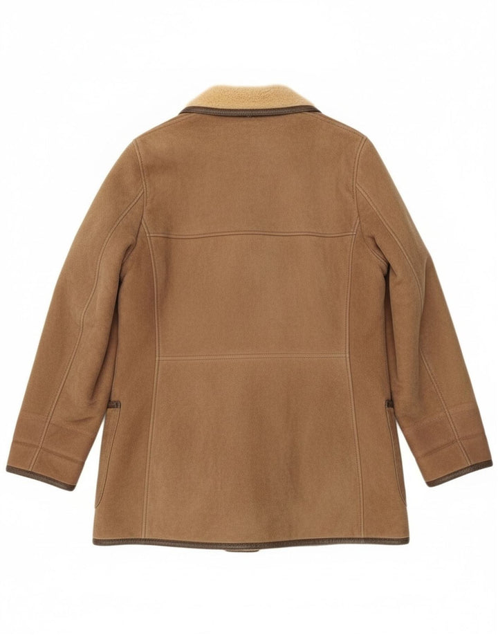 Casaco feminino vintage de shearling UK 16 grande bege