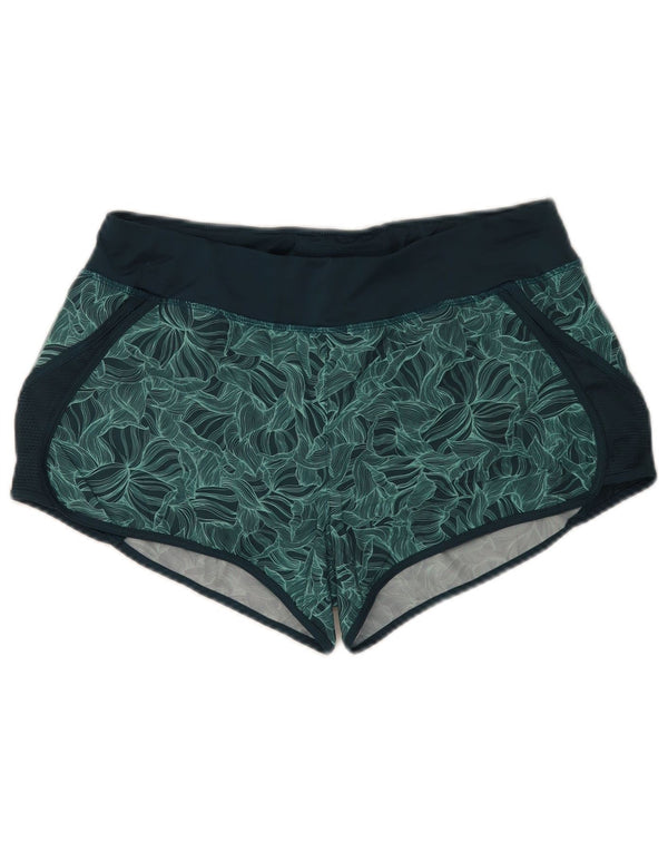 Shorts esportivo feminino com padrão abstrato Mountain Warehouse UK 14 verde grande