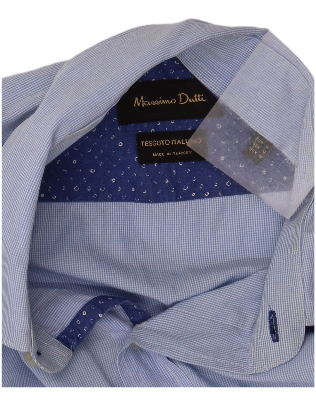 Camisa masculina MASSIMO DUTTI guingão azul médio
