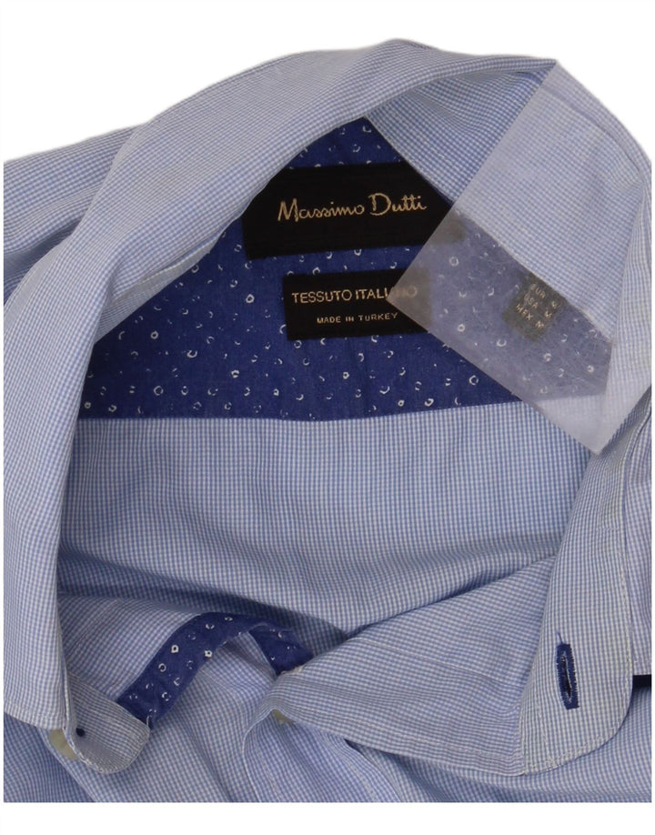Camisa masculina MASSIMO DUTTI guingão azul médio